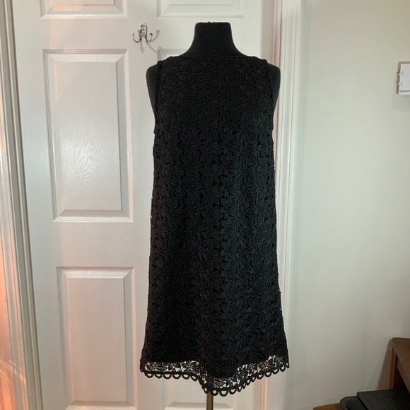 Kate Spade Leaf Lace Black Sleeveless Shift Dress Size 8 - Picture 3 of 13